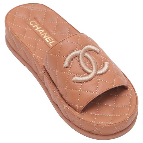 chanel quilted slides|chanel sandals cc logo.